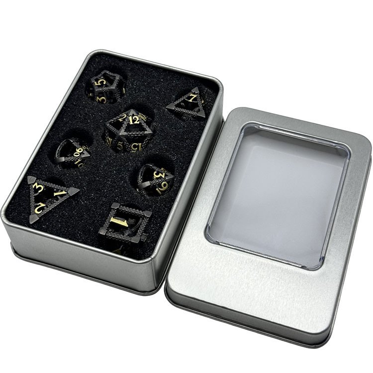 D20 Black Polyhedral Metal Dice Set for DND & Pathfinder Role-Playing Custom Logo metal Material