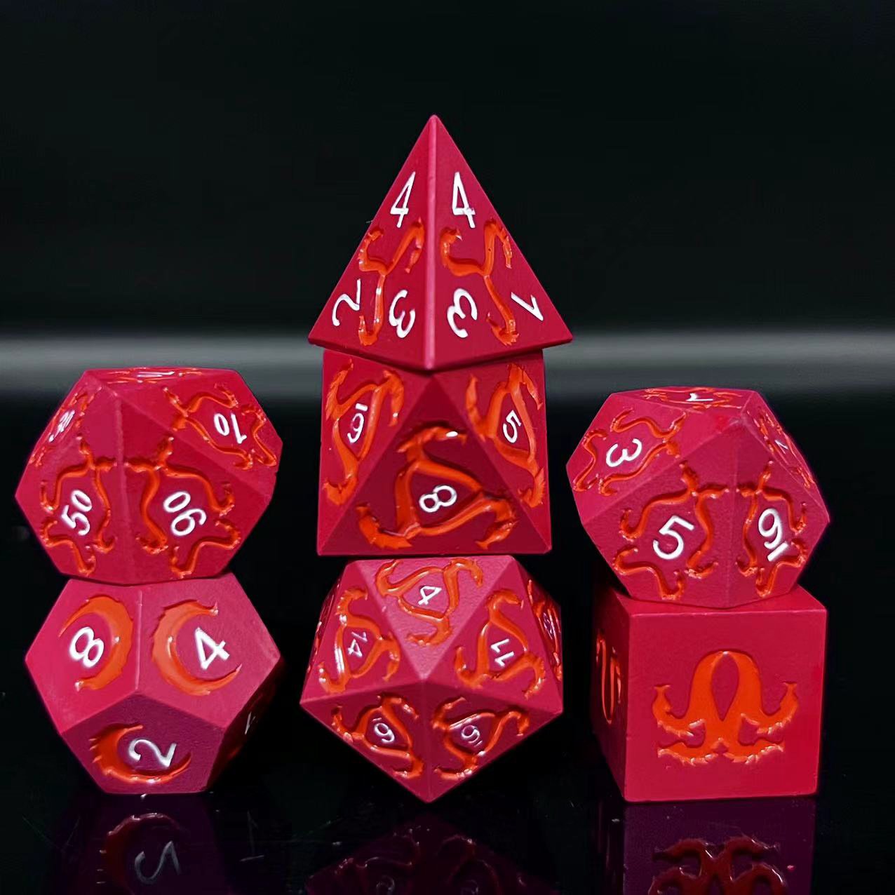 D20 Black Polyhedral Metal Dice Set for DND & Pathfinder Role-Playing Custom Logo metal Material