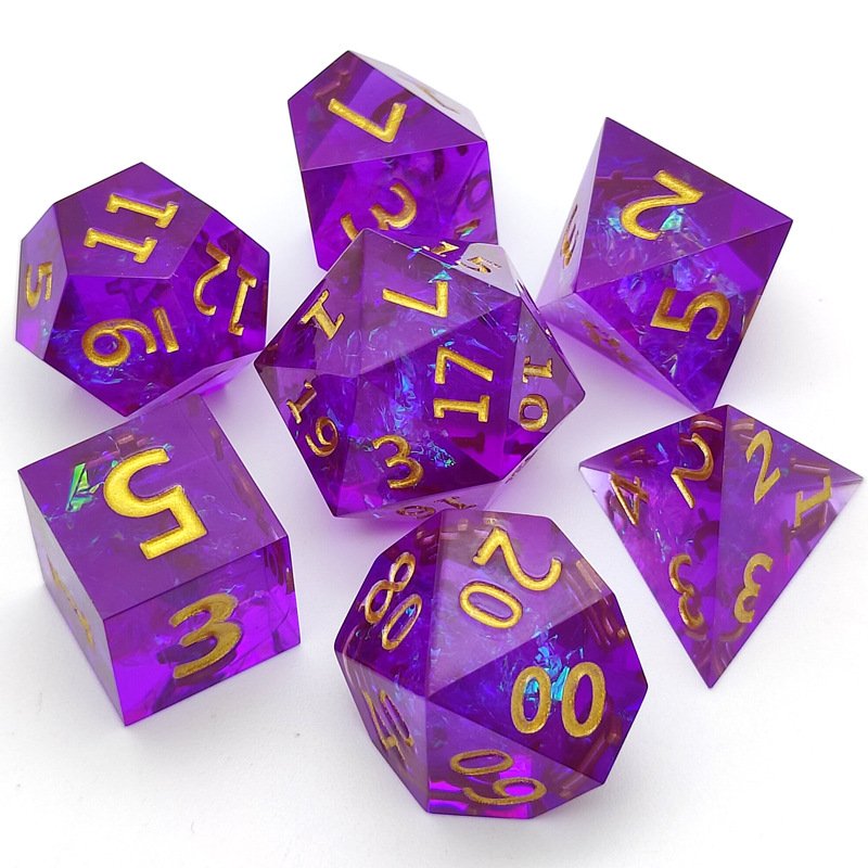 2024 New Design Factory Direct Sales Dragon Eyes Resin Dice 7 Pcs Edge Dice