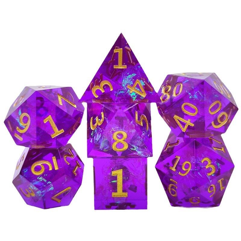 2024 New Design Factory Direct Sales Dragon Eyes Resin Dice 7 Pcs Edge Dice