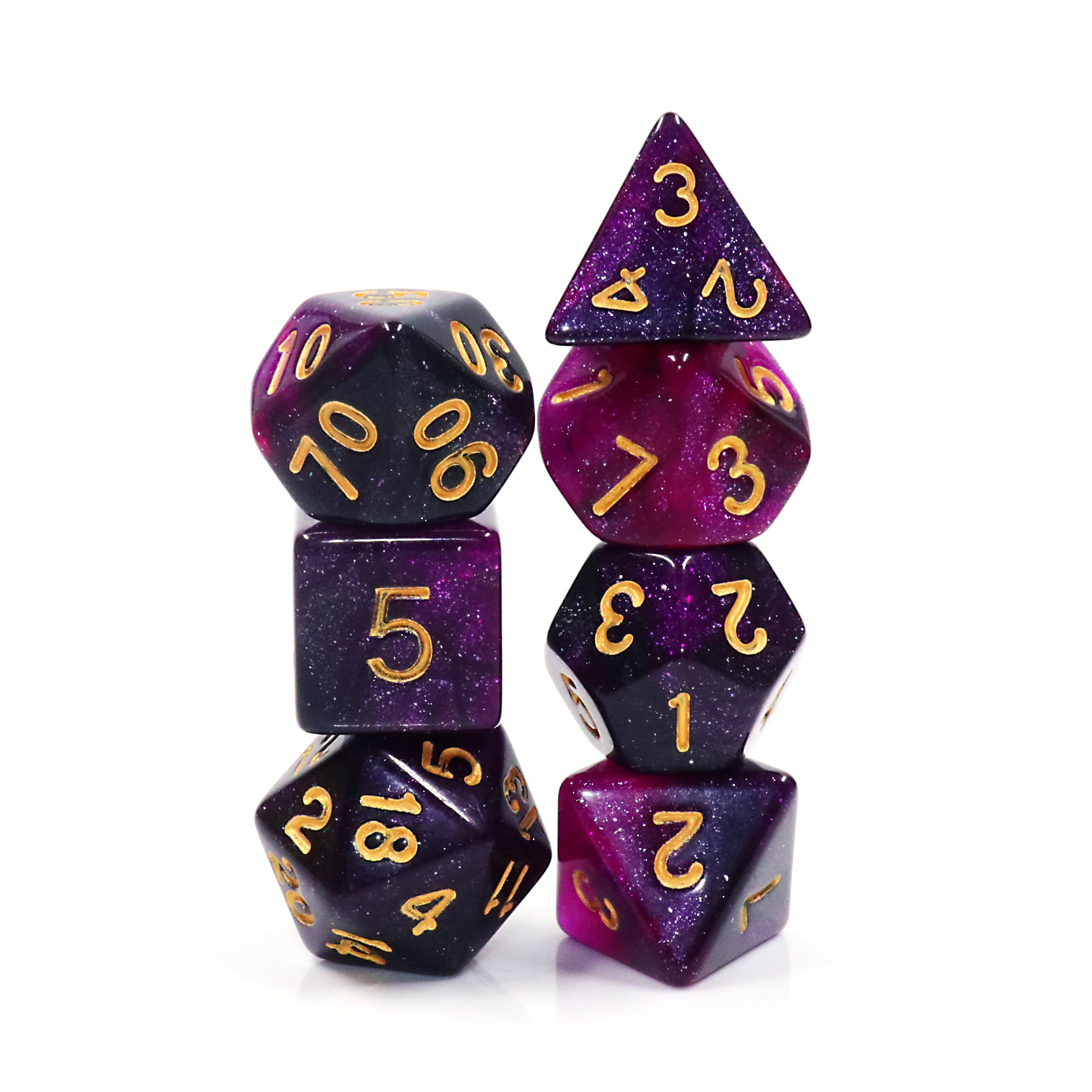 HD Shimmering Glitter Multicolor Polyhedral Gaming Dice Set