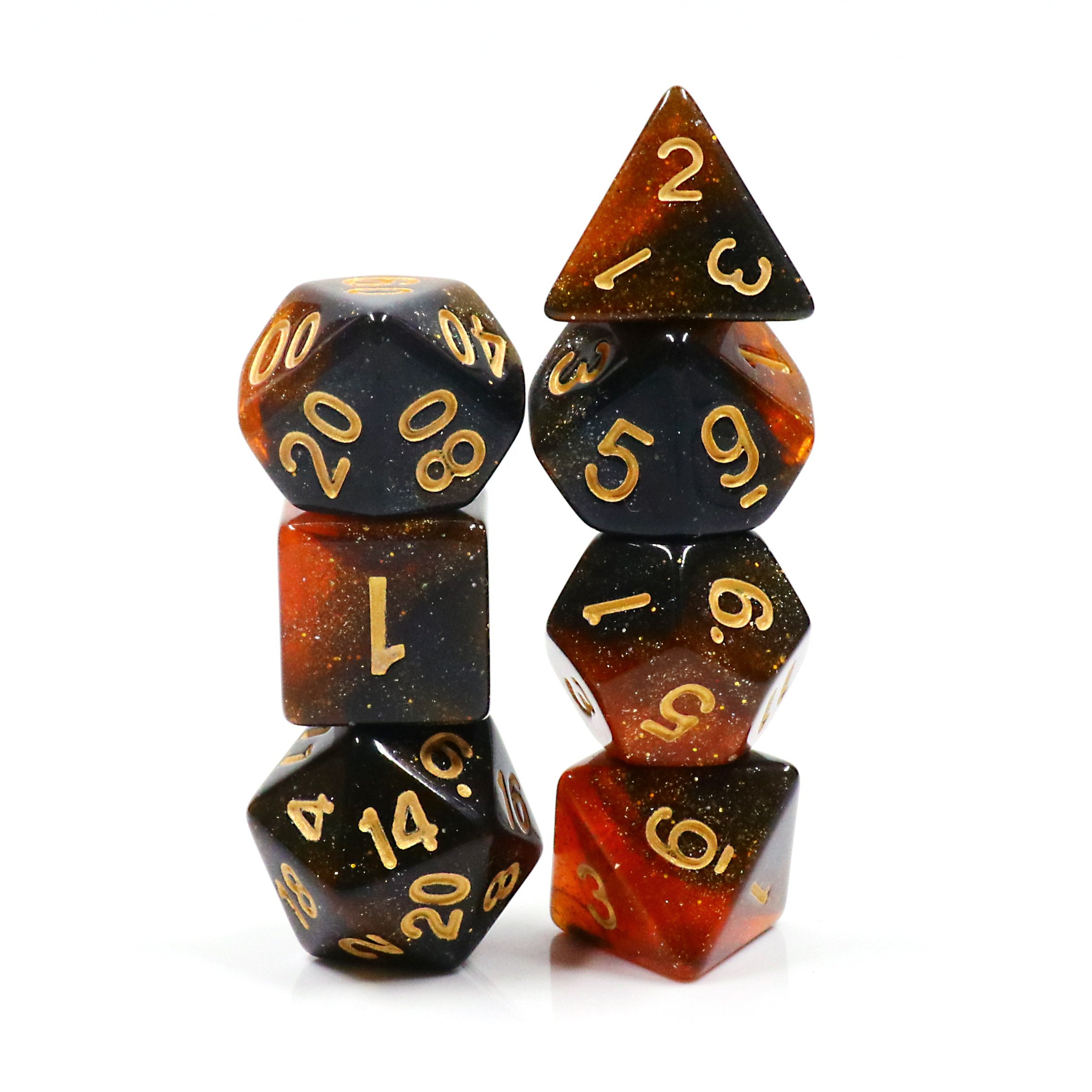 HD Shimmering Glitter Multicolor Polyhedral Gaming Dice Set