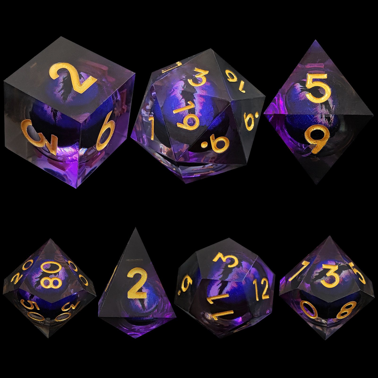 Factory Price Dark Night Green Liquid Core Eye Dnd Dice Set For Dungeons And Dragons DND