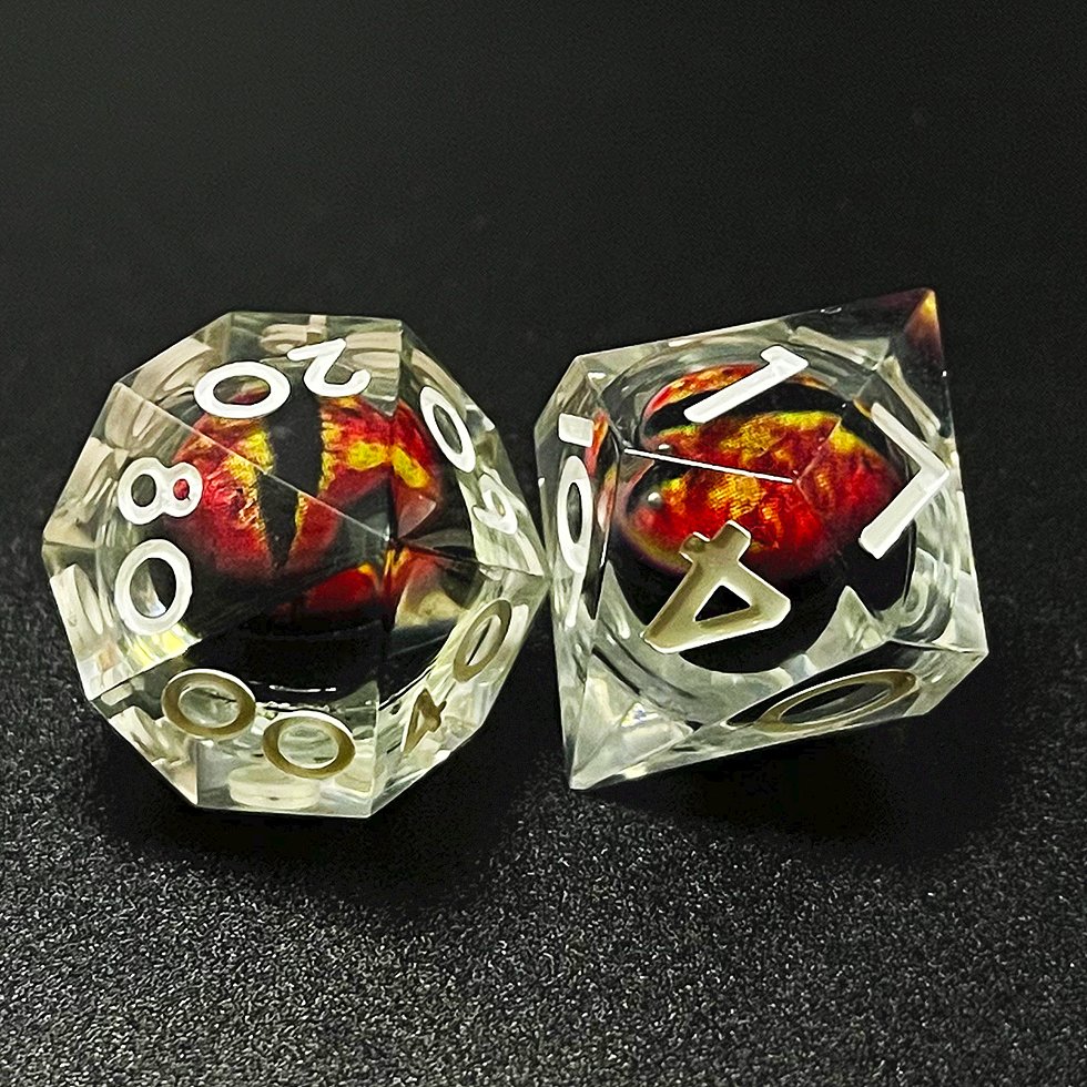Desk Polyhedral Custom Dice DnD Handmade Sharp Edge Liquid Core Dice resin dragon eye dice set