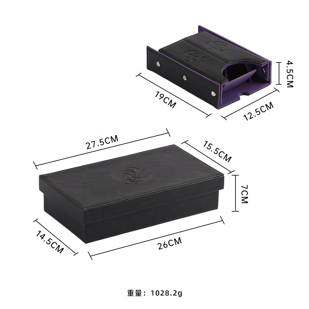 Customized Personalized Durable Pvc Leather Folding Dice Tower Rolling Tray Compatible