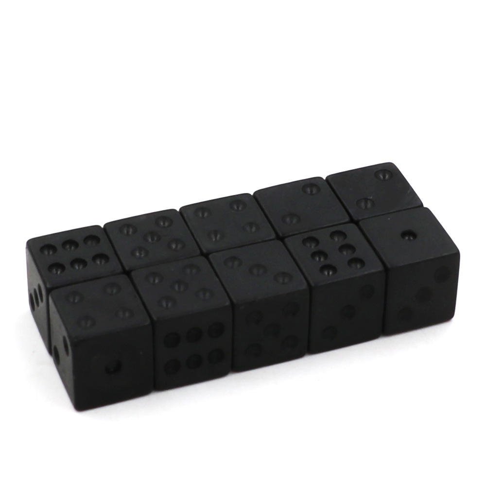 wholesale Right angle matte black games 16mm dice custom engraving logo black dice
