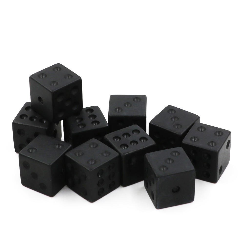 wholesale Right angle matte black games 16mm dice custom engraving logo black dice