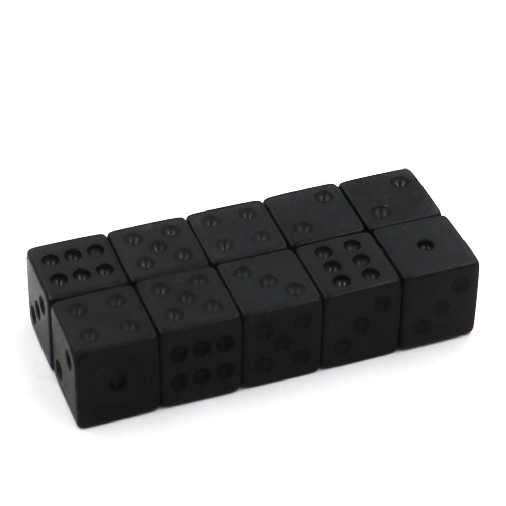 wholesale Right angle matte black games 16mm dice custom engraving logo black dice