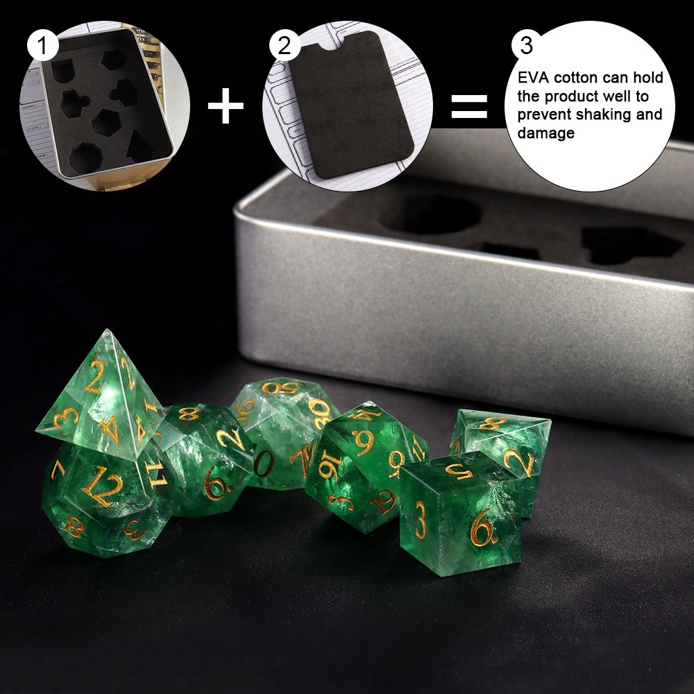 For Dungeons and Dragons Dice Custom DND RPG Natural Green Fluorite Stone Polyhedral Dice