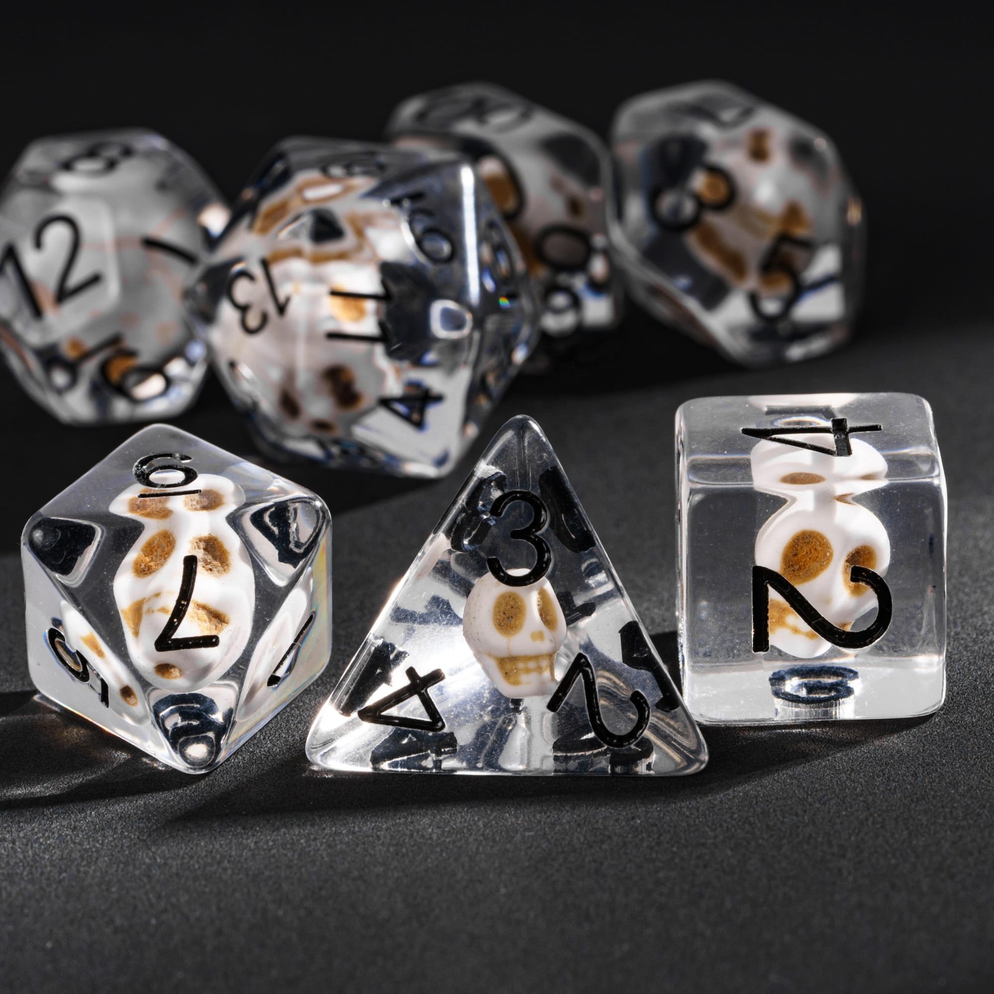 Udixi custom Transparent Skull Dice Dungeons and Dragons board game DND role-playing game RPG resin dice set