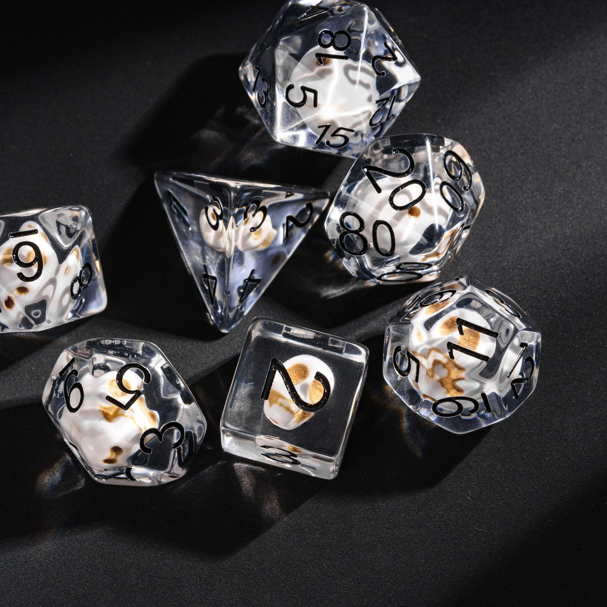 Udixi custom Transparent Skull Dice Dungeons and Dragons board game DND role-playing game RPG resin dice set