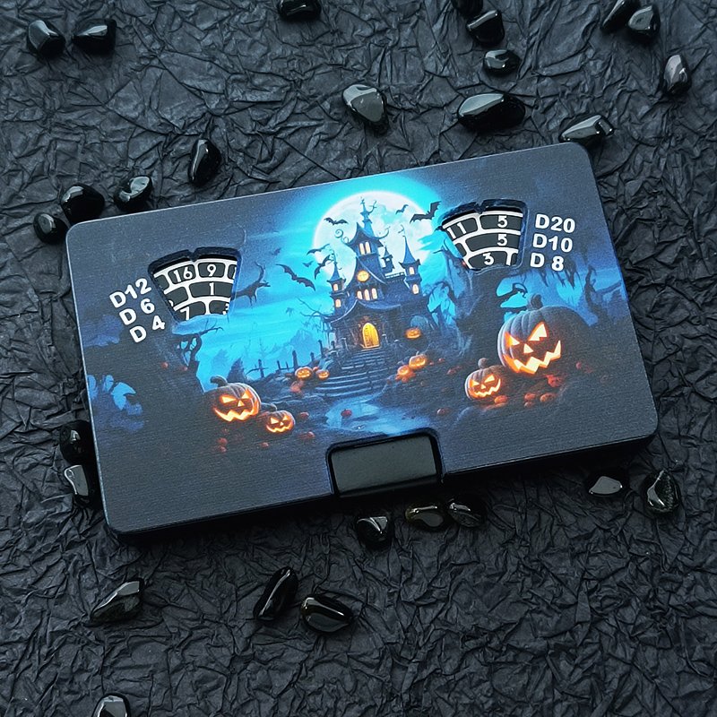 100MM Black Polyhedron 7-in-1 Cassette Spinning Dice RPG Cthulhu Tabletop Game Accessory DND Video Tape Metal Dice