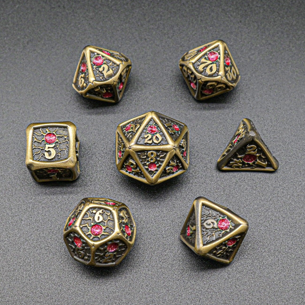 Fruit Green Exclusive Special 18 Available Colors DND Gamers Metal Dice Set with Beautiful Color Dot