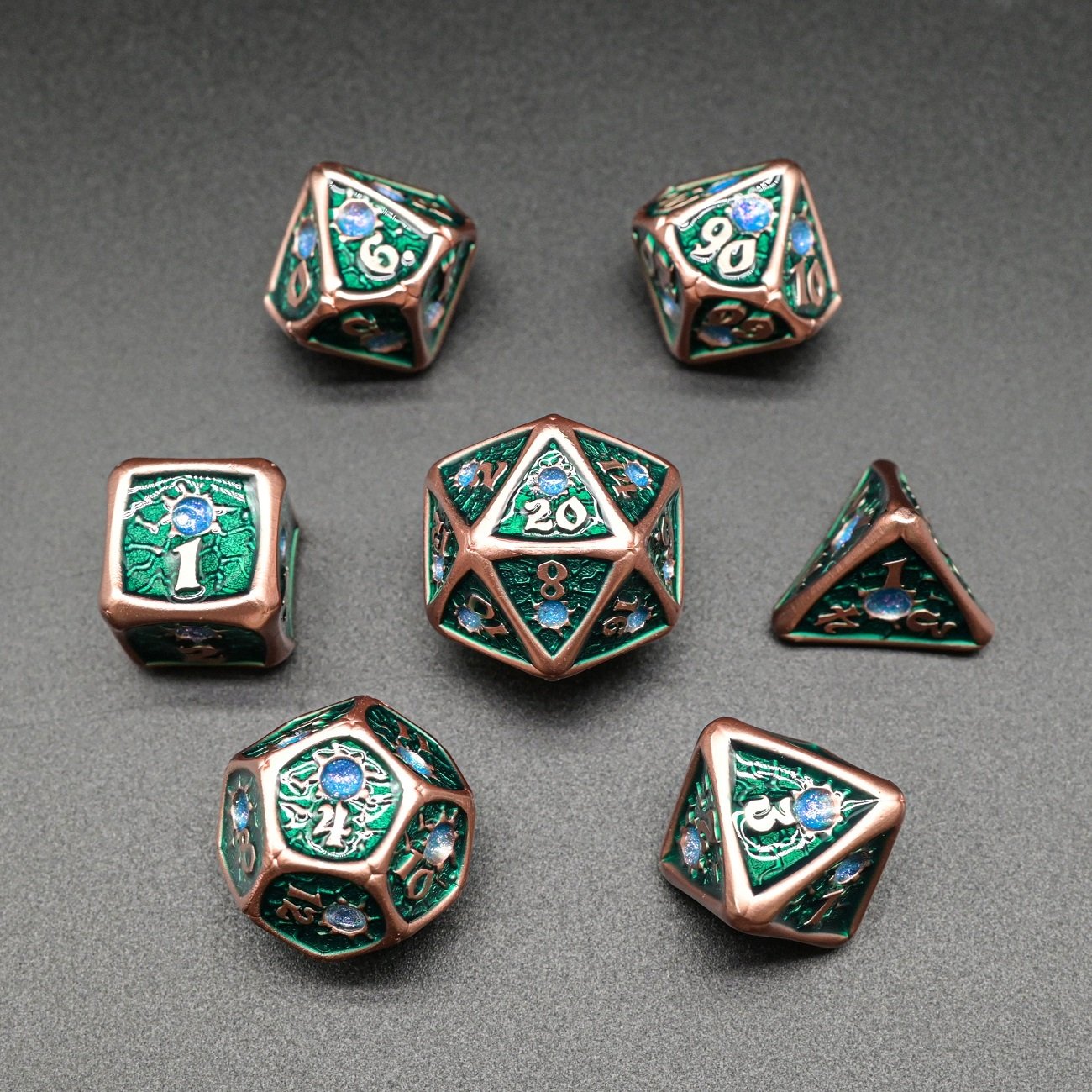 Fruit Green Exclusive Special 18 Available Colors DND Gamers Metal Dice Set with Beautiful Color Dot