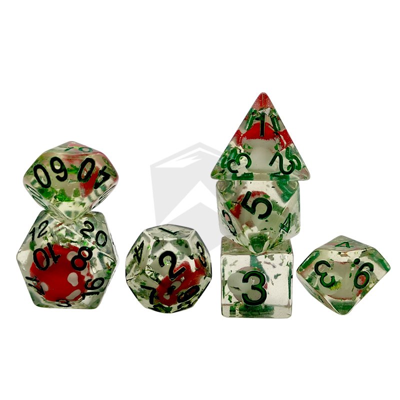 OEM ODM Liquid Core Edge Sharp Dice Set 7Pcs Rpg Color Resin Plastic Polyhedral mushroom Liquid Core Dice DND Set