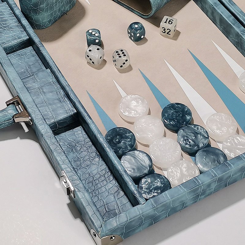 Wood 18 Inches Backgammon Board Game Set with Premium Leather Dice Cups and resin Game Chips