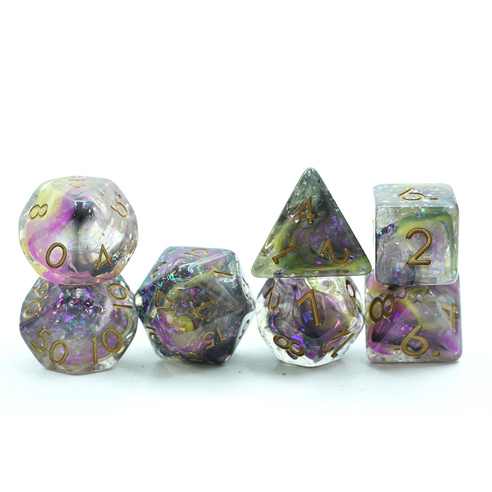 Polyhedral Clear Blue Purple Sharp Edge Dnd Resin Dice Set For Table Games
