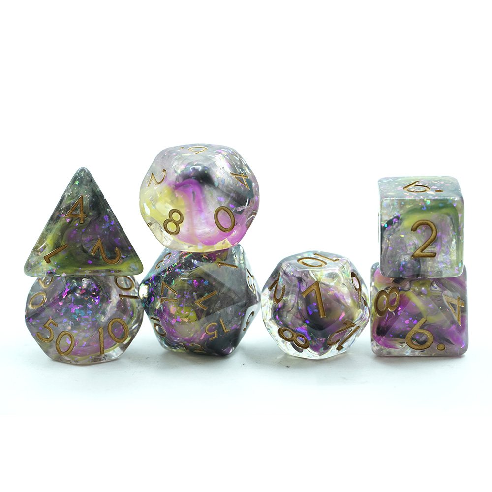 Polyhedral Clear Blue Purple Sharp Edge Dnd Resin Dice Set For Table Games