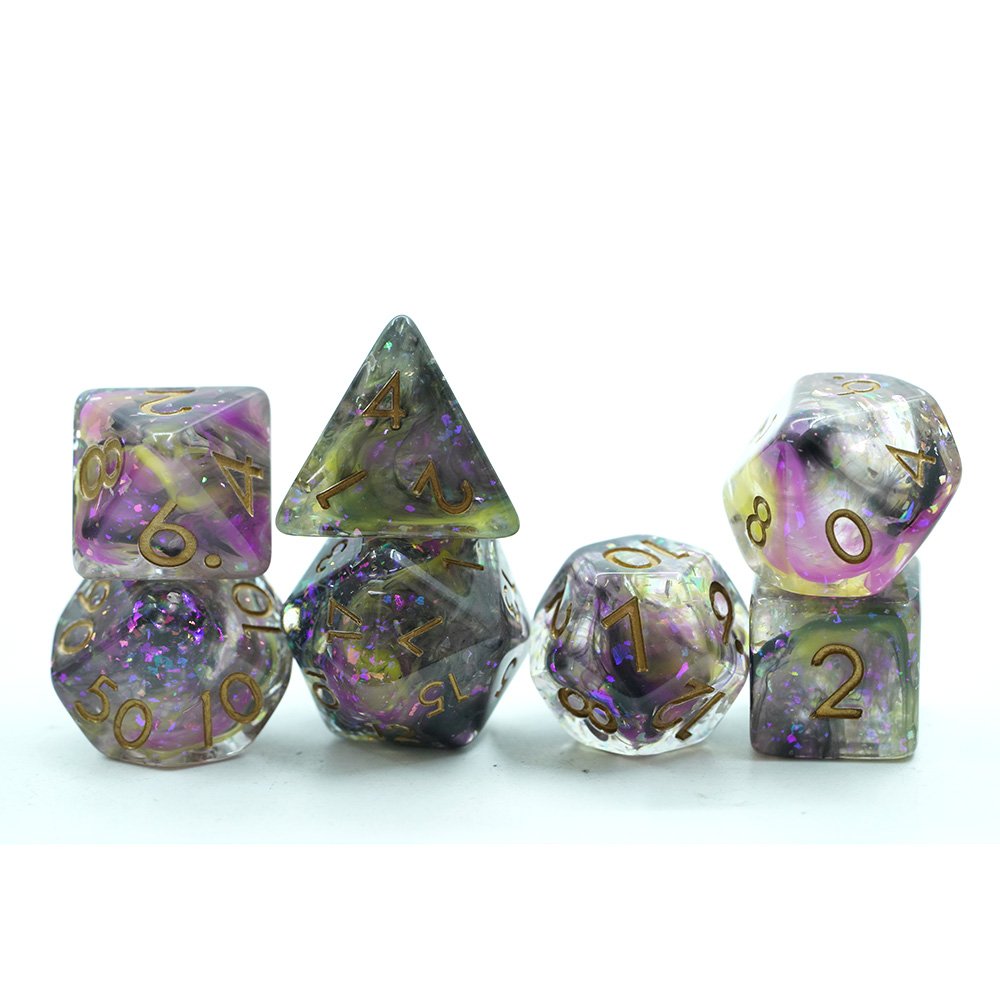 Polyhedral Clear Blue Purple Sharp Edge Dnd Resin Dice Set For Table Games