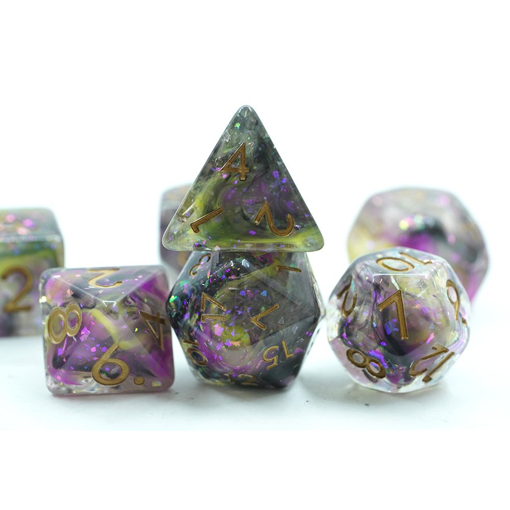 Polyhedral Clear Blue Purple Sharp Edge Dnd Resin Dice Set For Table Games