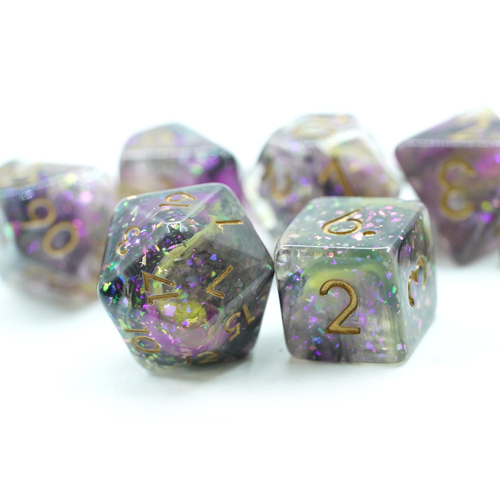 Polyhedral Clear Blue Purple Sharp Edge Dnd Resin Dice Set For Table Games
