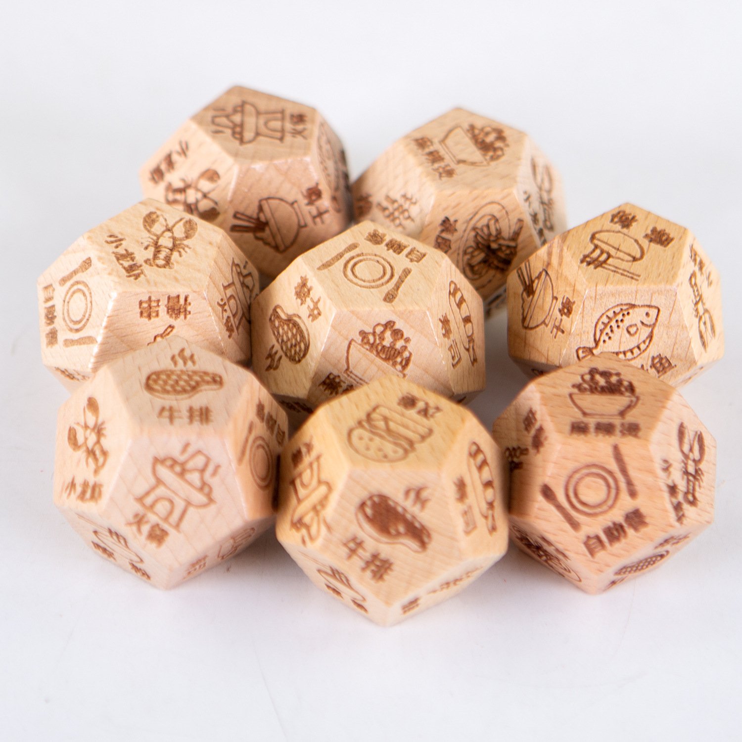 Factory Custom Engraved Wood Cube Shaped Dice 6/12 Sides for Adult Couples Daily Use Wooden Blank Custom Dice Set