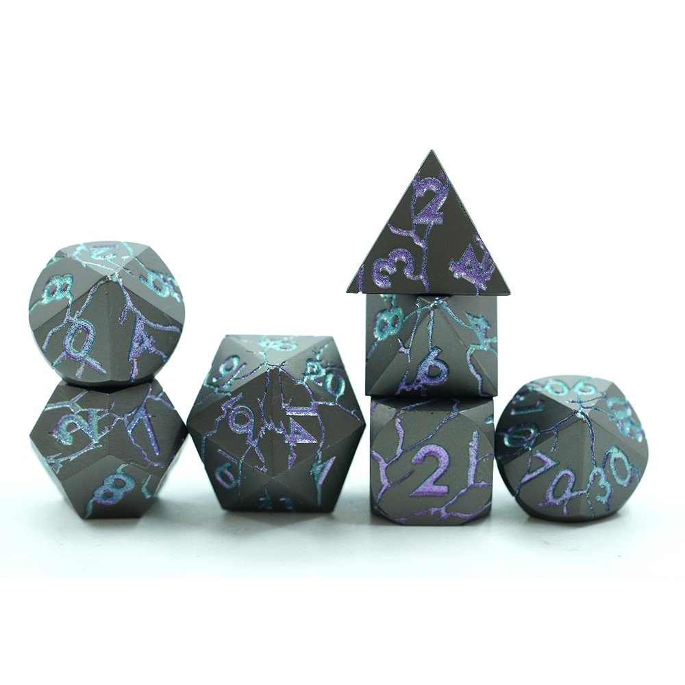 Customized Crack Metal Dnd Dice 7 Pcs Heavy Solid Metallic Dragon Dice Set For D&d Dungeons And Dragon Tabletop Game