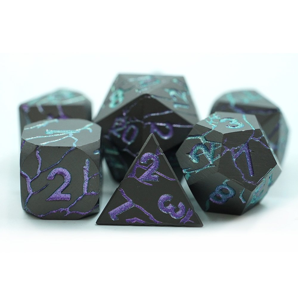 Customized Crack Metal Dnd Dice 7 Pcs Heavy Solid Metallic Dragon Dice Set For D&d Dungeons And Dragon Tabletop Game