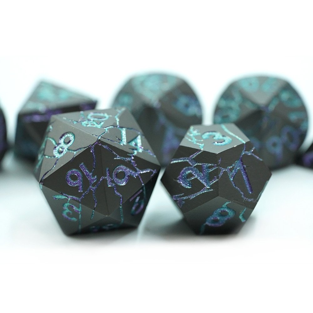 Customized Crack Metal Dnd Dice 7 Pcs Heavy Solid Metallic Dragon Dice Set For D&d Dungeons And Dragon Tabletop Game