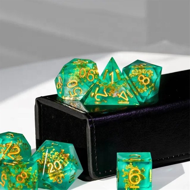 Udixi Custom Handmade Flower Resin Dice Dungeons and Dragons DND role-playing game RPG board game Dice Set