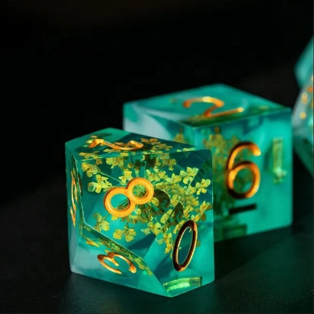 Udixi Custom Handmade Flower Resin Dice Dungeons and Dragons DND role-playing game RPG board game Dice Set