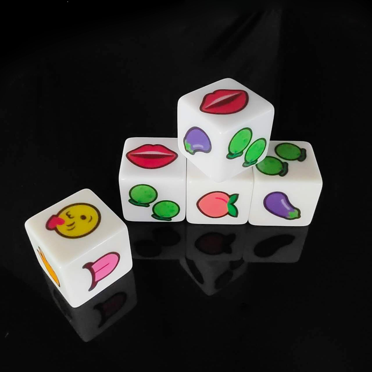 Cheap Prices Board Game Bulk Wholesale Custom Logo Personalized Acrylic 16mm Dice Set Zip With A Variety Fruit Patterns
