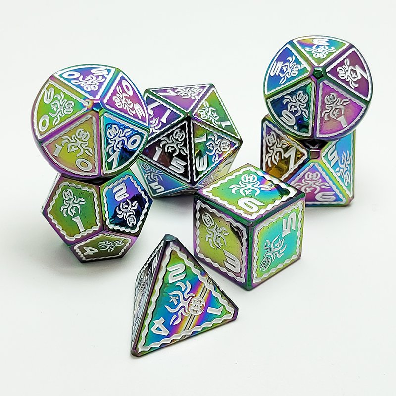 Dice 7 Piece Polyhedral Metal Dice Set Extra Large for DND Dungeons and Dragons Call Pathfinder Tabletop RPG dice
