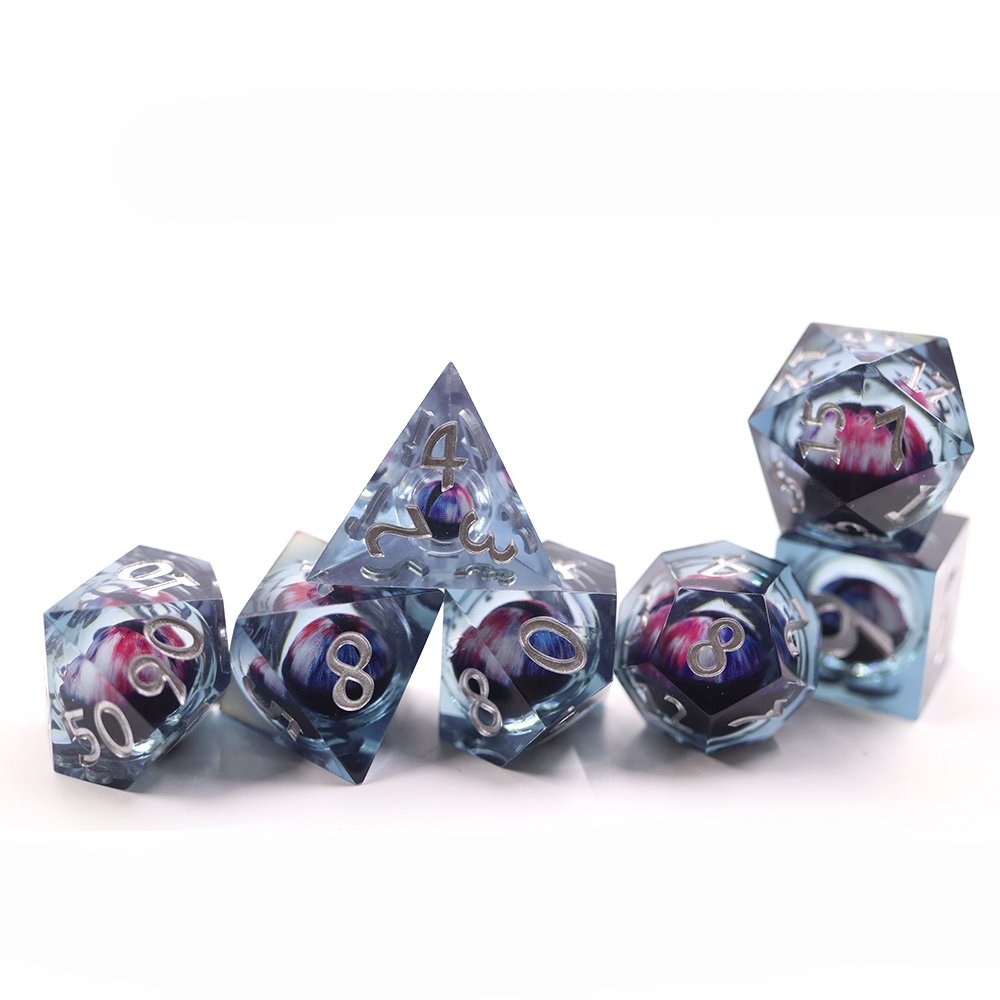 Board Game Dice Set 7pcs Blood Dragon Eye Liquid Core Dice Set Custom DND RPG Dice