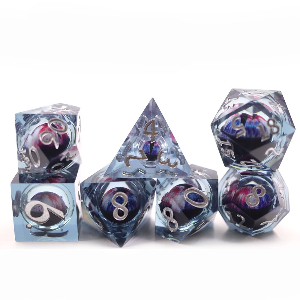 Board Game Dice Set 7pcs Blood Dragon Eye Liquid Core Dice Set Custom DND RPG Dice