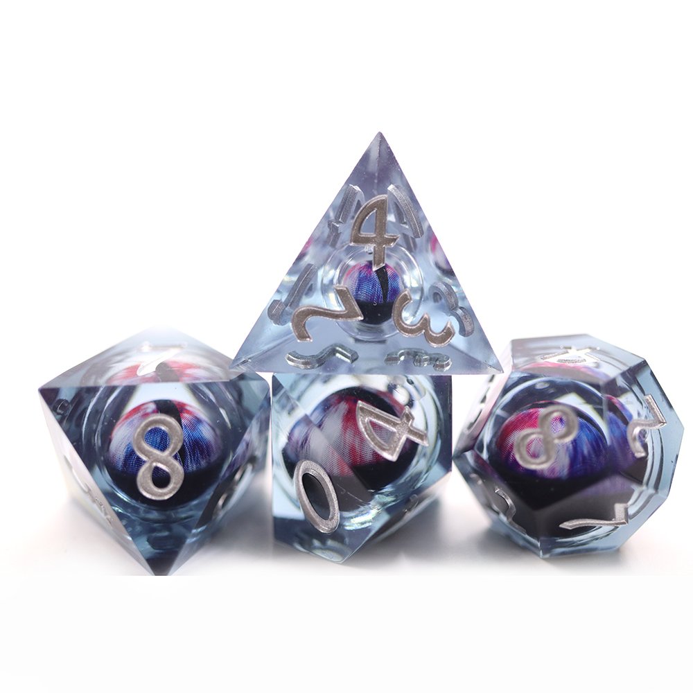 Board Game Dice Set 7pcs Blood Dragon Eye Liquid Core Dice Set Custom DND RPG Dice