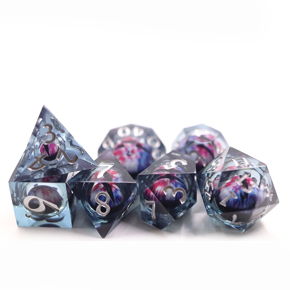 Board Game Dice Set 7pcs Blood Dragon Eye Liquid Core Dice Set Custom DND RPG Dice
