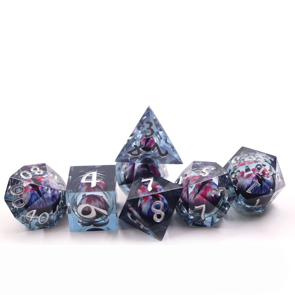 Board Game Dice Set 7pcs Blood Dragon Eye Liquid Core Dice Set Custom DND RPG Dice