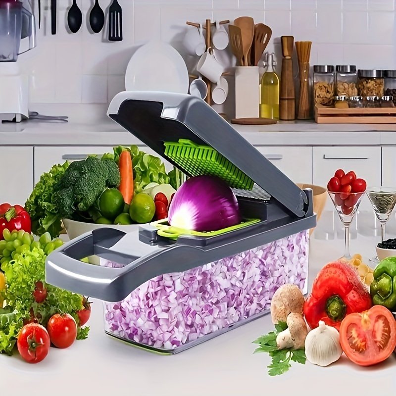 Wholesale Multipurpose 15 in1 Dual Use Stainless Steel Vegetable Cutlery Cutter Dicing Kitchen Tool Slicers Vegetable Chopper