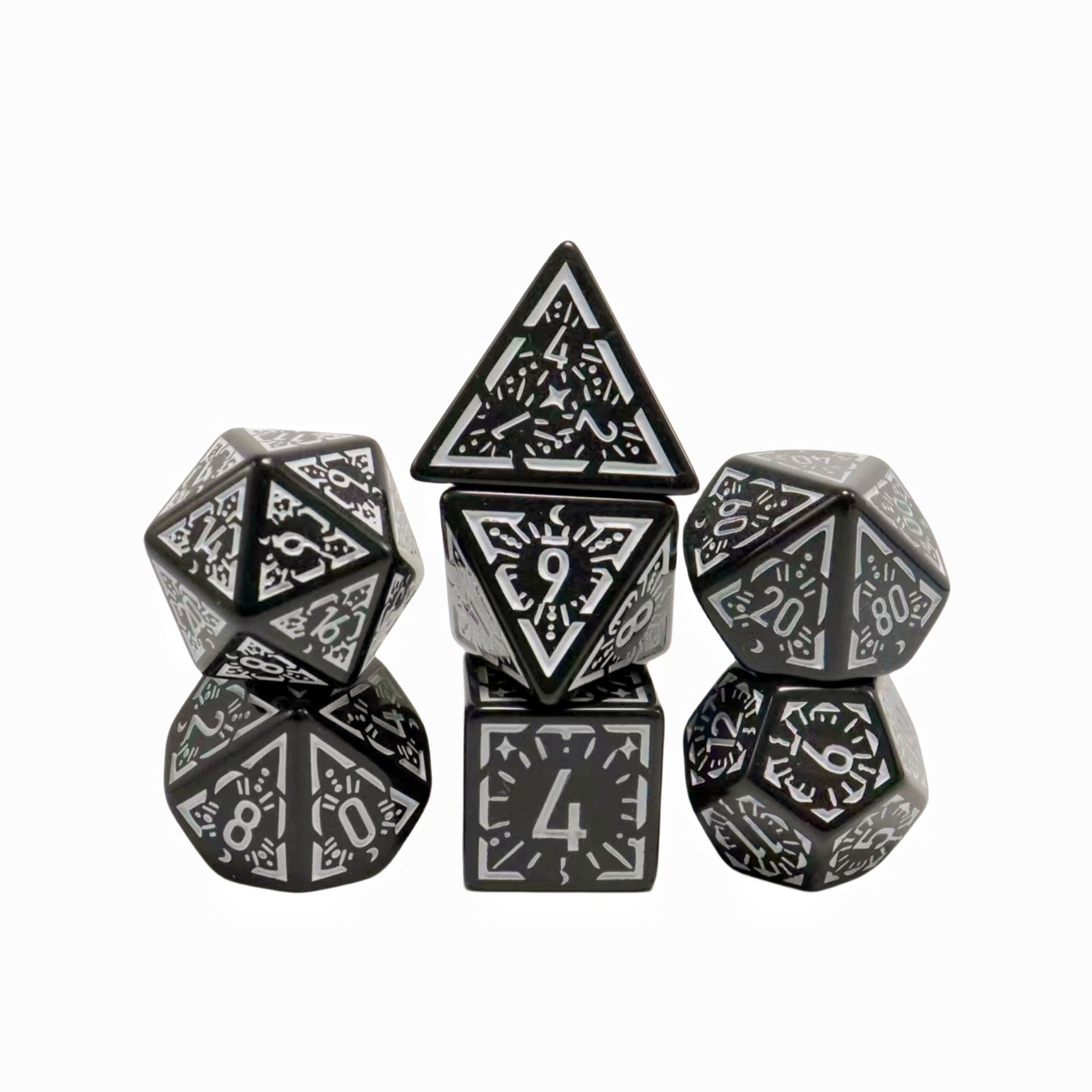Polyhedral Dice Set 7pcs D4-D20, Amazing Engraved Games Dices for Souvenirsts Entertainment Board Game18mm