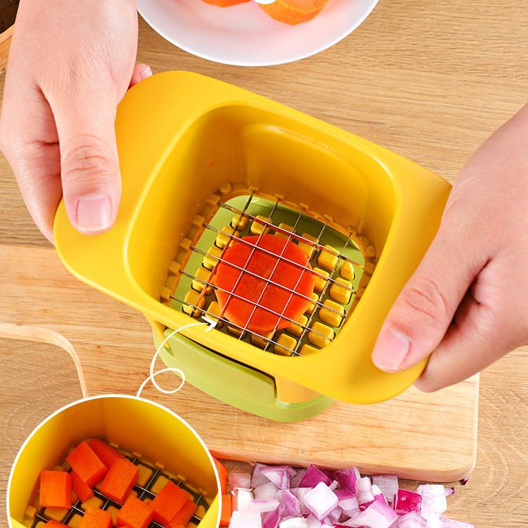 2-in-1 Hand Pressure Vegetable Onion Cucumber Slicer Chopper Dicing & Slitting Manual Veggie Cutter Potato Dicer