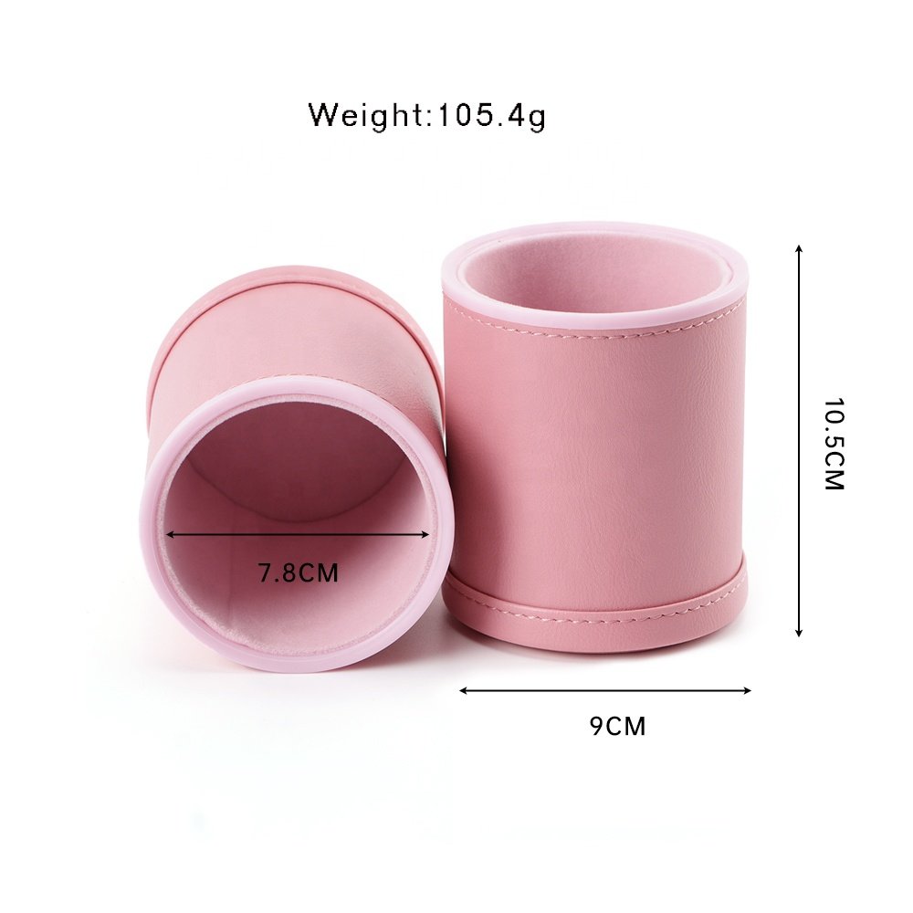 Dice Cup Pink Custom High Quality Backgammon Quiet Leather Cup Dice With Boxes Set Leather Dice Cup