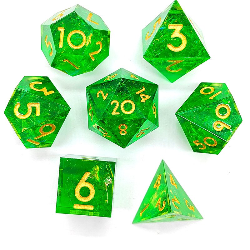 Custom Glitter Interstellar Style Sharp Polyhedral Dices For Adult board games Colorful Resin Multi Faced Liquid Core Dice Set