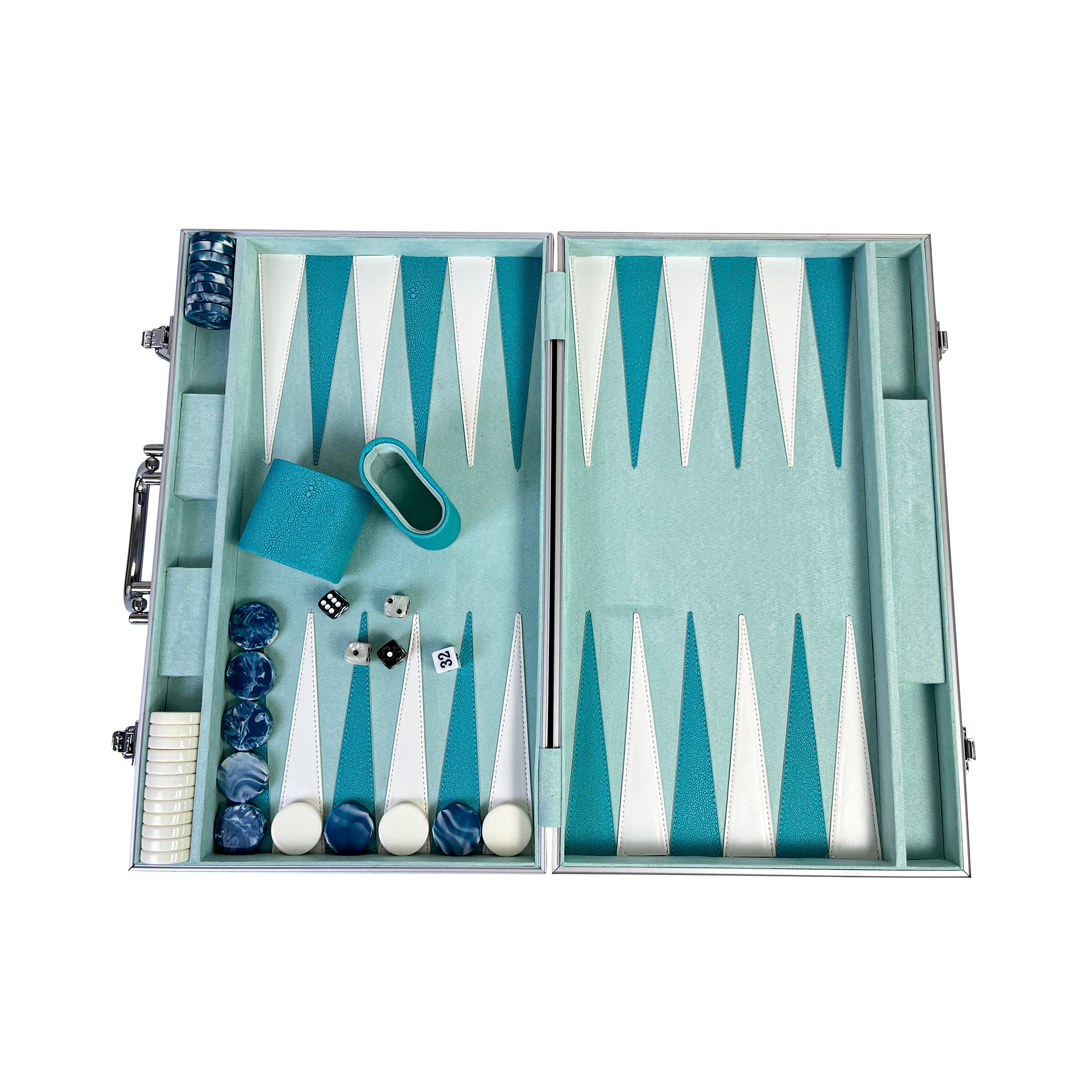 Aluminum Classical Handmade Wood&Leather Backgammon Chess Board Game Set with logo printing
