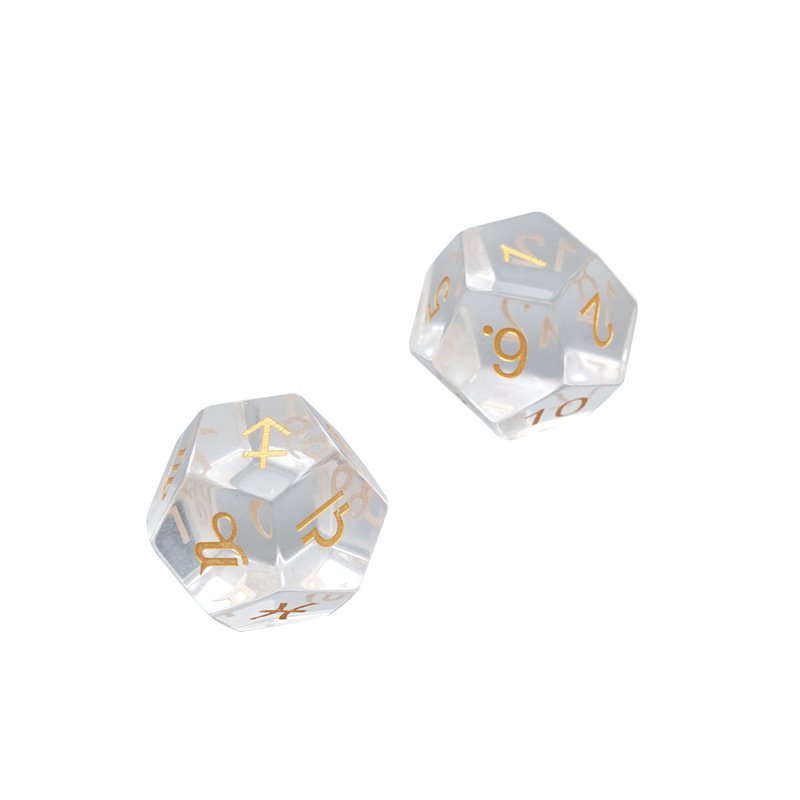 D12 White Transparent Crystal Astrology Dice for Role Playing Game Natural Stone Astrology Zodiac Signs 12 Constellation Dice