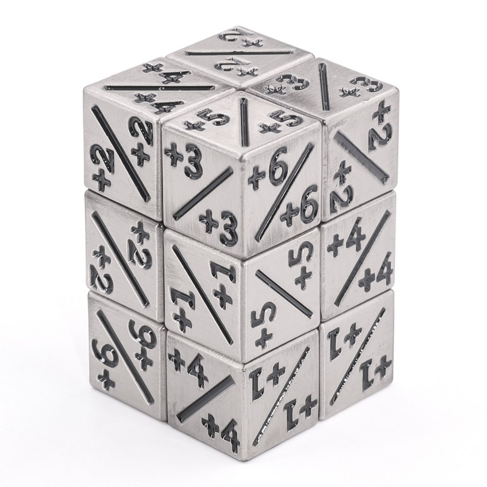 16mm Polyhedral Metal Dice Set with Custom Logo Positive Negative Counter Dice for Gaming DND Acrylic Plastic Options Available