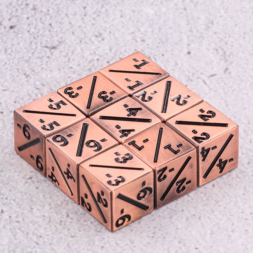 16mm Polyhedral Metal Dice Set with Custom Logo Positive Negative Counter Dice for Gaming DND Acrylic Plastic Options Available