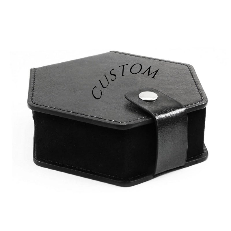 RPG Game DND MTG Hexagon Game Box Custom Logo Dragon Pu Leather Dice Box Dice Set