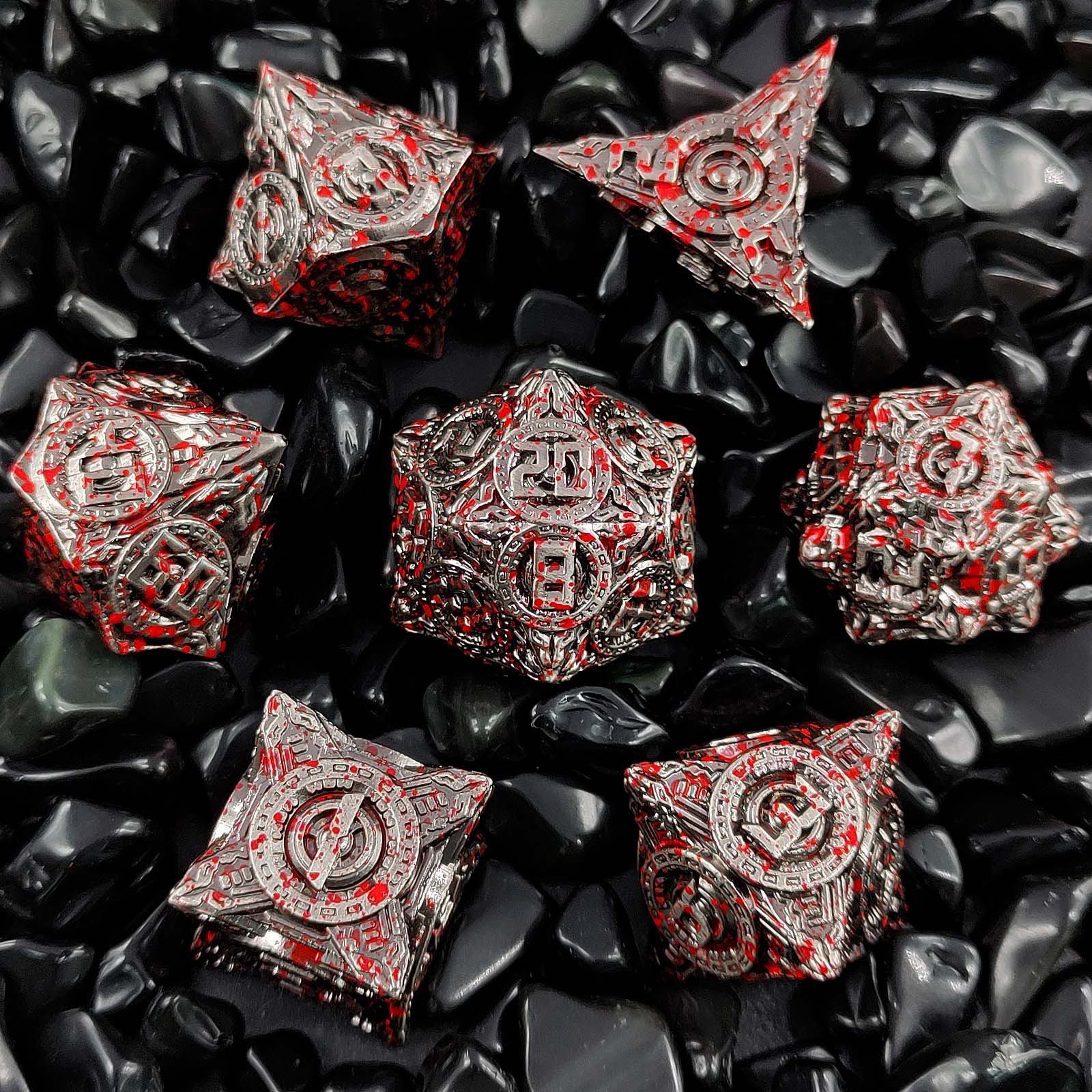 Metal Dice Set, Large Polyhedral Dice Set for MTG RPG Roleplaying Tabletop Game Board Game Dice Accessories D20 D12 D10 D8 D6 D4