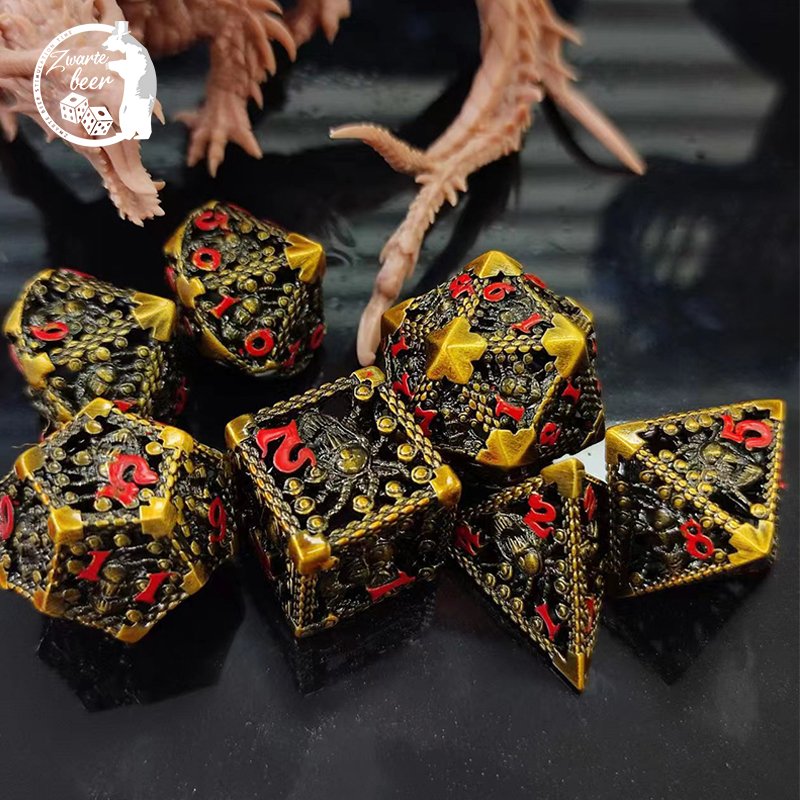 Custom 20mm Metal Dice set Hollow RPG Dice Set Dnd Polyhedral metal dice game dungeons and dragons